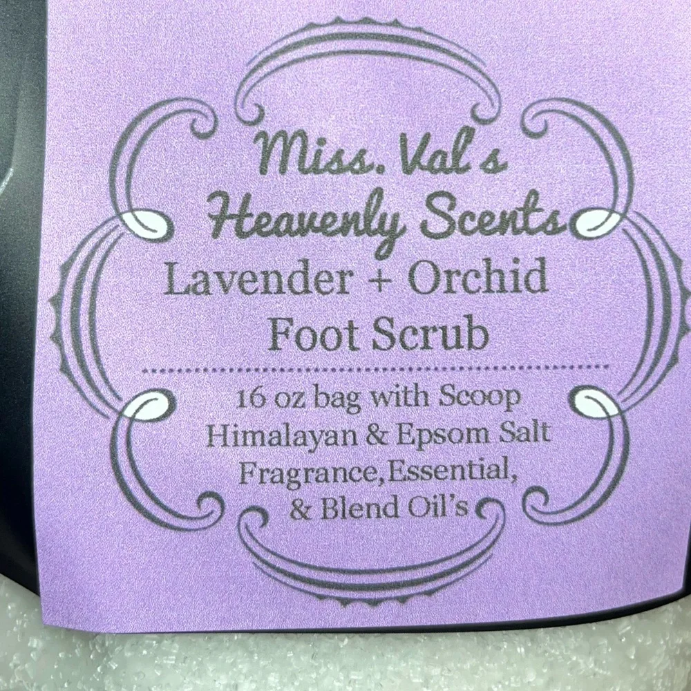 Lavender + orchid Foot Scrub Himalaya & Epson Salt Miss.Val’s Heavenly Scents
